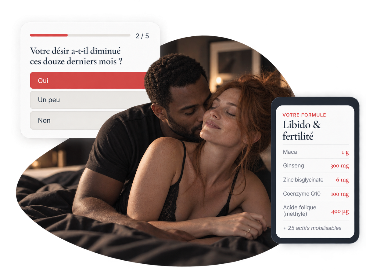 Couple complice et formule libido et fertilité OMAVI dans l'application
