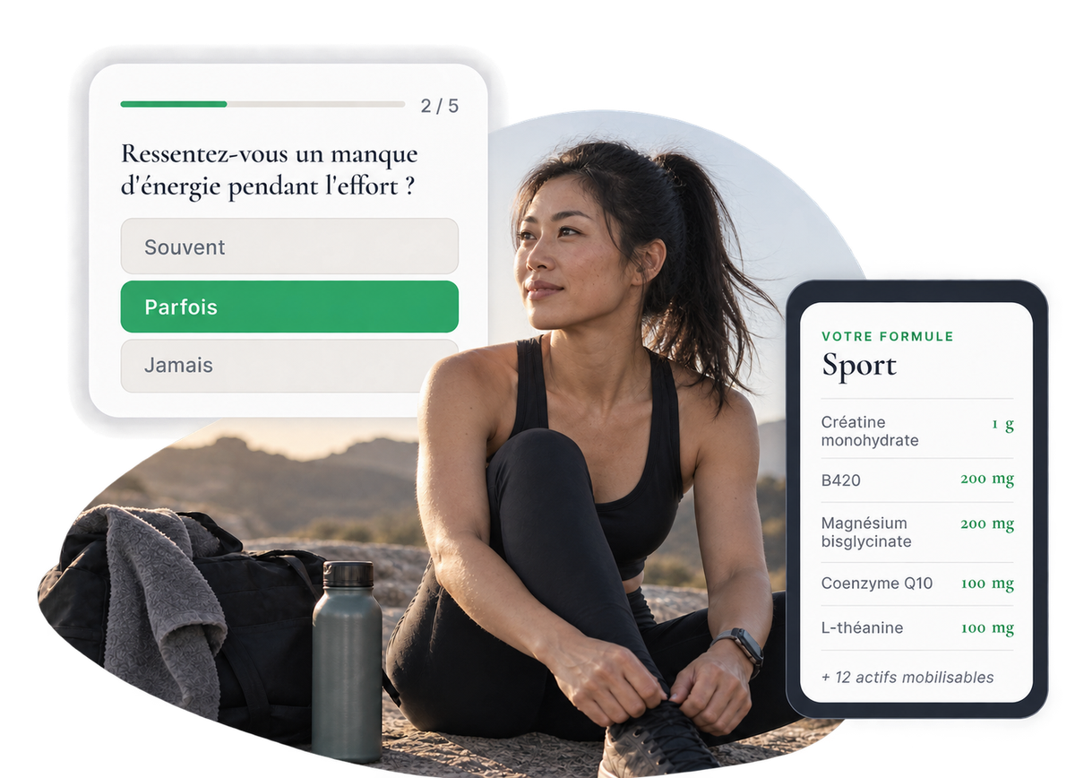 Sportive en récupération après l'effort et formule sport OMAVI